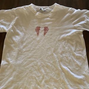 Top Shop white tee w/heart & angel wings